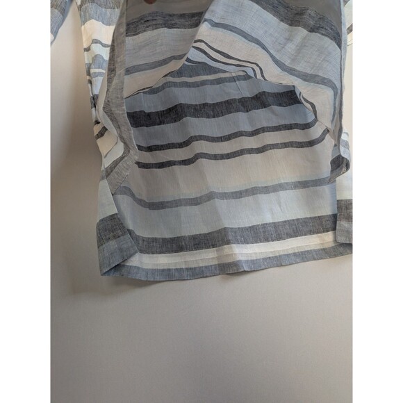 Brooks Brothers 100% Linen Shirtdress Sz 2 Dress Blue White Stripes 3/4 Sleeve - Picture 7 of 14